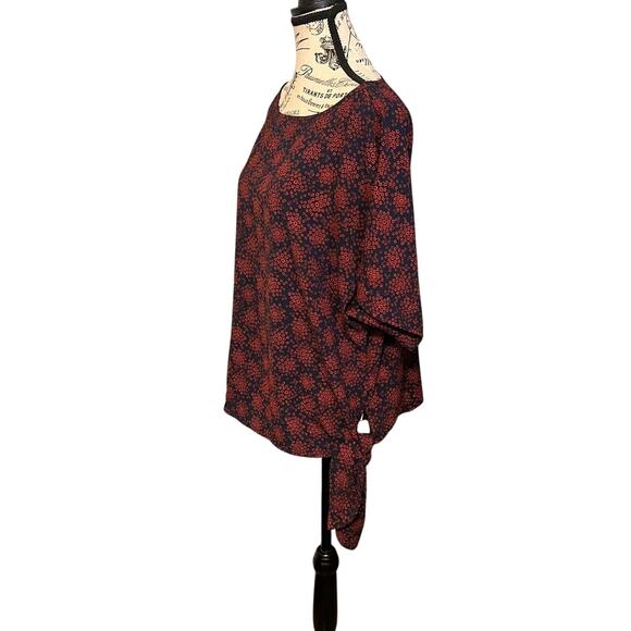 Women's Michael Kors navy and rust blouse with cute knotted side M - Picture 7 of 8